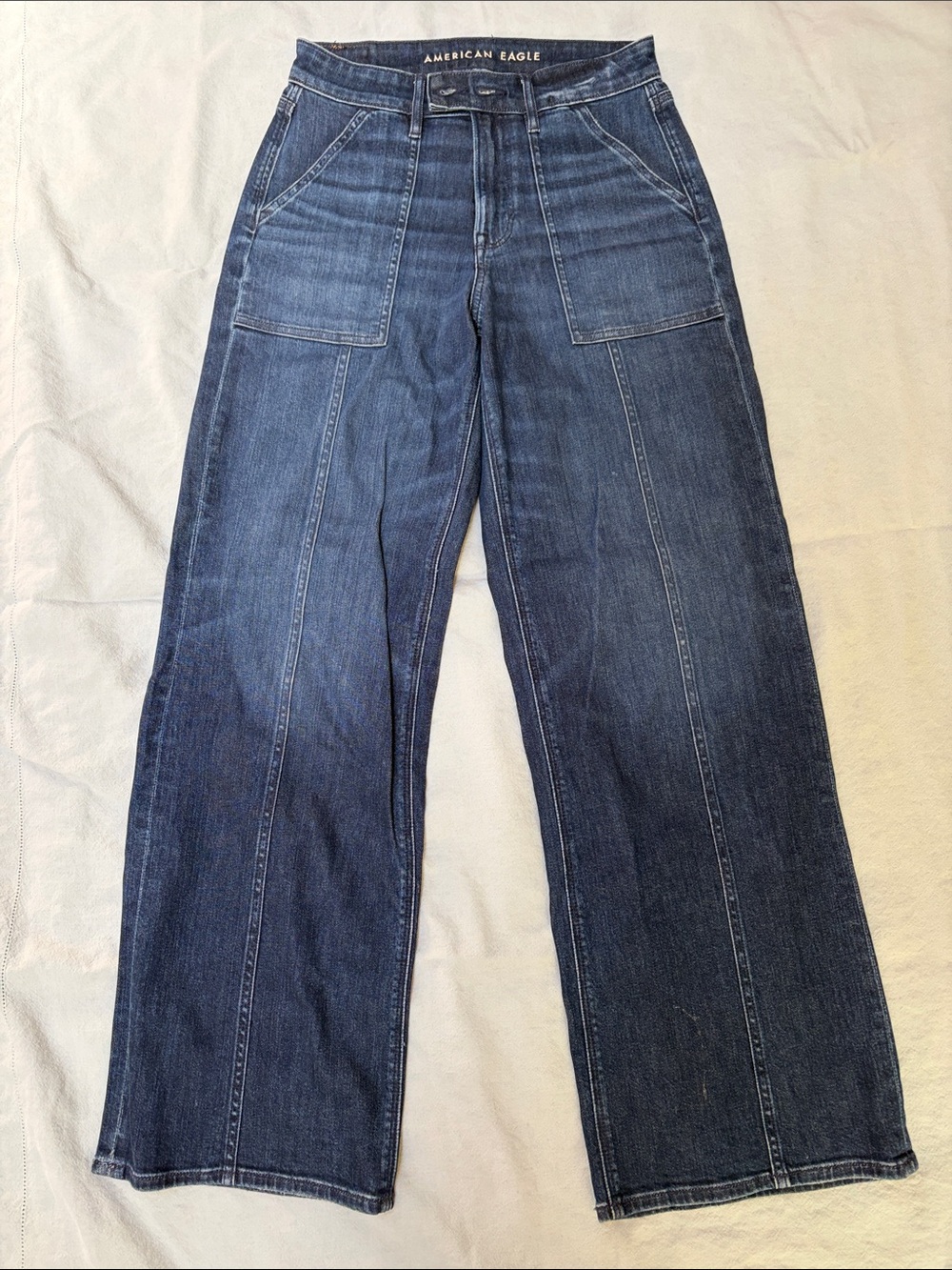 American Eagle Outfitters Dark Blue Relaxed Wide-Leg Jeans